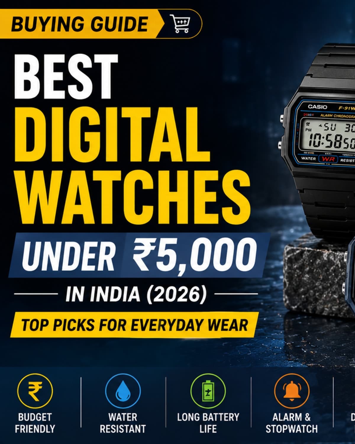 Best Digital Watches Under ₹5,000 in India (2026): Top Picks for Everyday Wear cover image